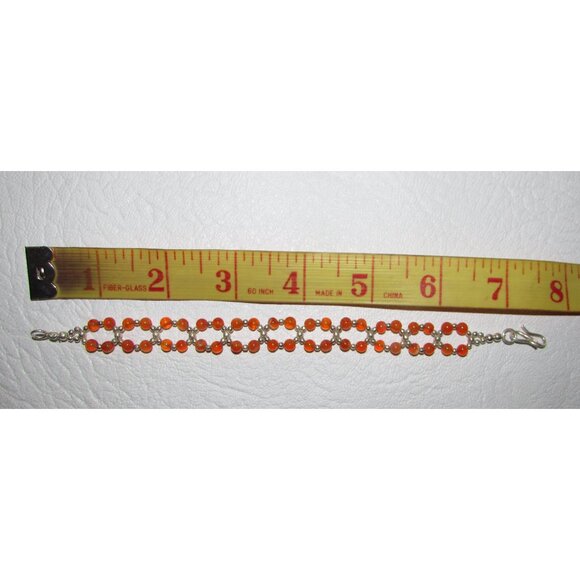 Sterling Silver Carnelian Beaded Bracelet - NEW - Picture 2 of 9